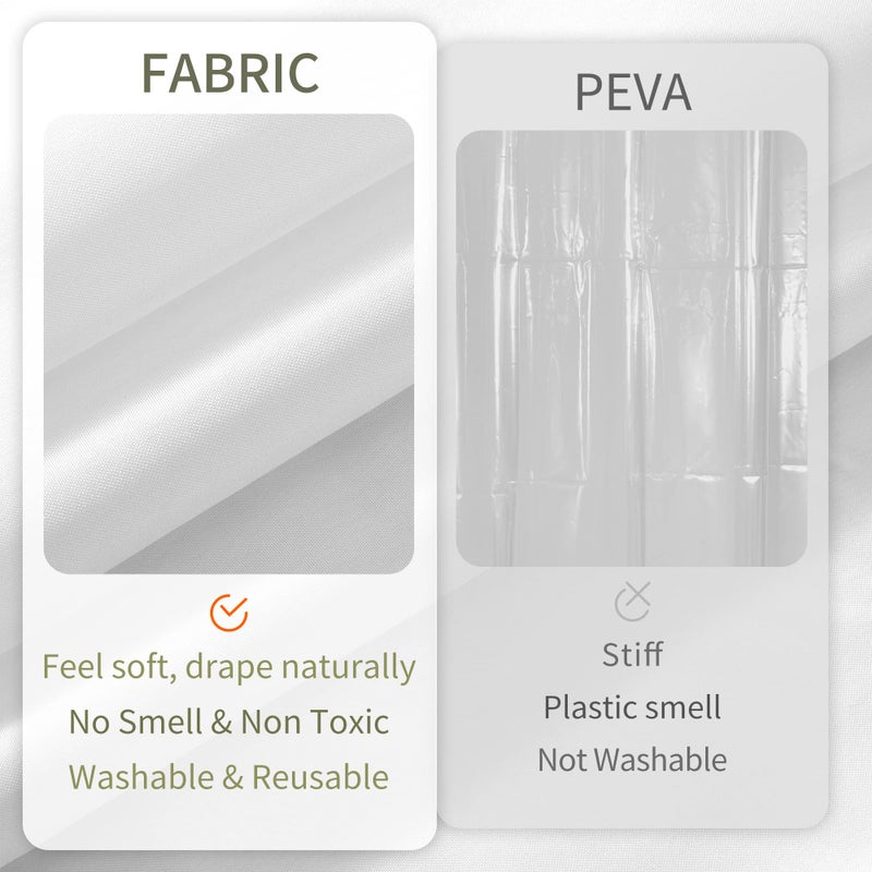 ALYVIA SPRING Waterproof Fabric Shower Curtain Liner with 3 Magnets - Soft & Light-Weight, Hotel Quality & Machine Washable - Standard Size 70x72, White - Image 4